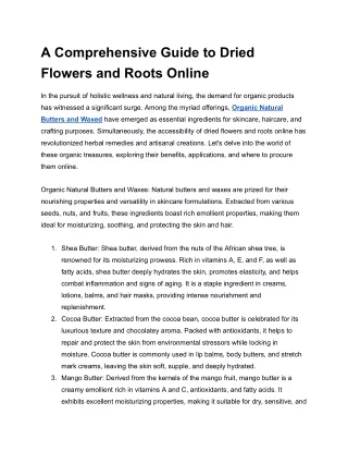 A Comprehensive Guide to Dried Flowers and Roots Online
