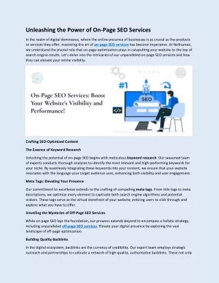 Unleashing the Power of On-Page SEO Services