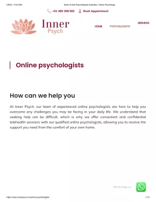 Online Psychologist Australia