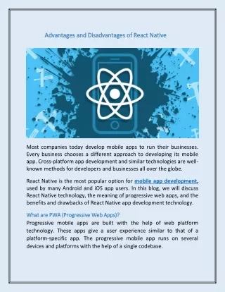 Advantages and Disadvantages of React Native