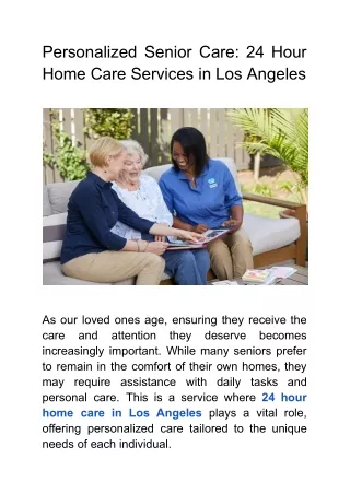 Personalized Senior Care_ 24 Hour Home Care Services in Los Angeles