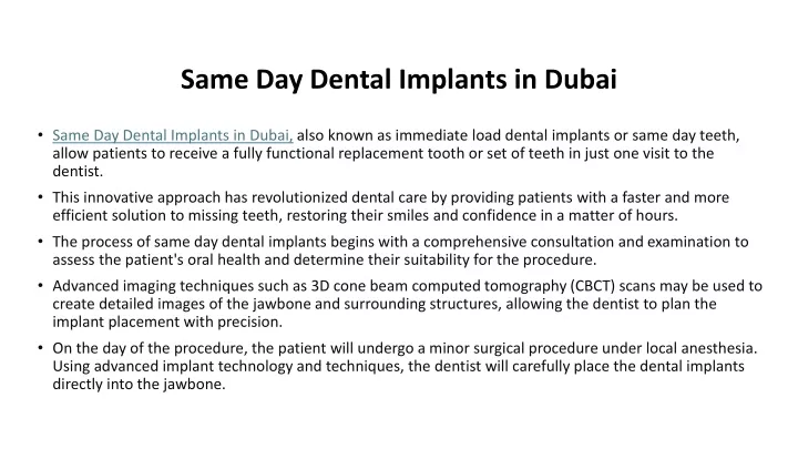 same day dental implants in dubai