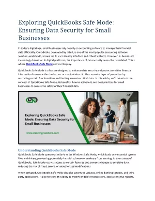 exploring quickbooks safe mode ensuring data