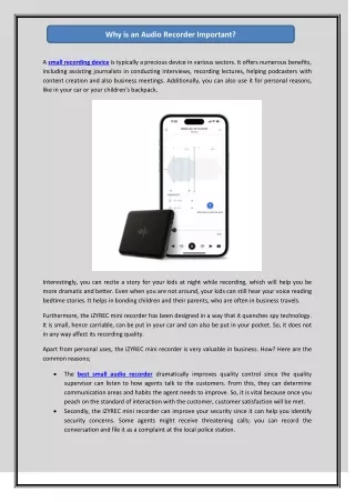 Why is an Audio Recorder Important?