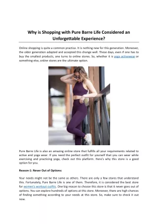 Why is Shopping with Pure Barre Life Considered an Unforgettable Experience?