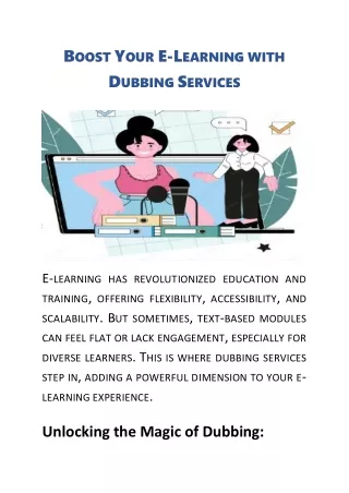 Elevate Your E-Learning Experience with Dubbing Solutions