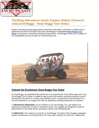 Explore Dubai's Desserts with Javid Buggy - Dune Buggy Tour Dubai