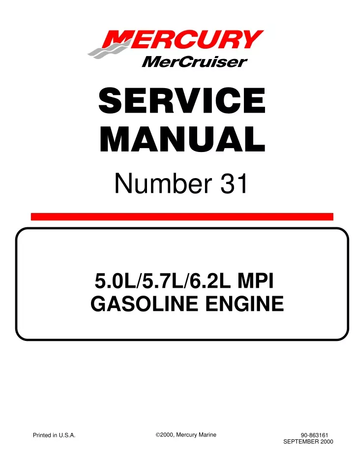 PPT - Mercury Mercruiser Gasoline Engines 5.0L MPI Alpha and Bravo ...