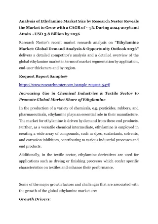 Ethylamine Market: Global Demand Analysis & Opportunity Outlook 2036