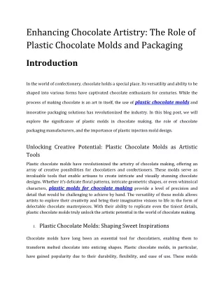 Enhancing Chocolate Artistry_ The Role of Plastic Chocolate Molds and Packaging