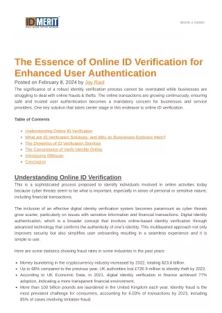 The Essence of Online ID Verification for Enhanced User Authentication