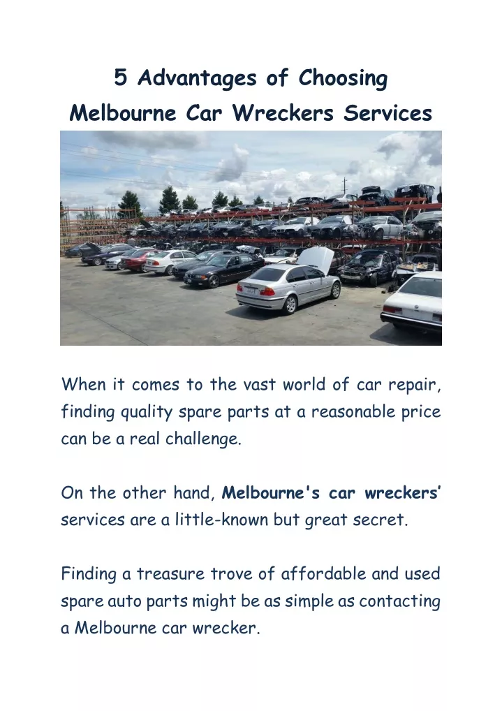 5 advantages of choosing melbourne car wreckers