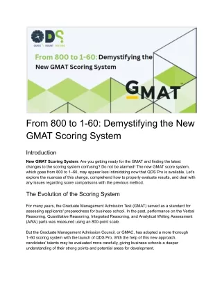 From 800 to 1-60: Demystifying the New GMAT Scoring System