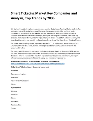 smart ticketing market key companies and analysis