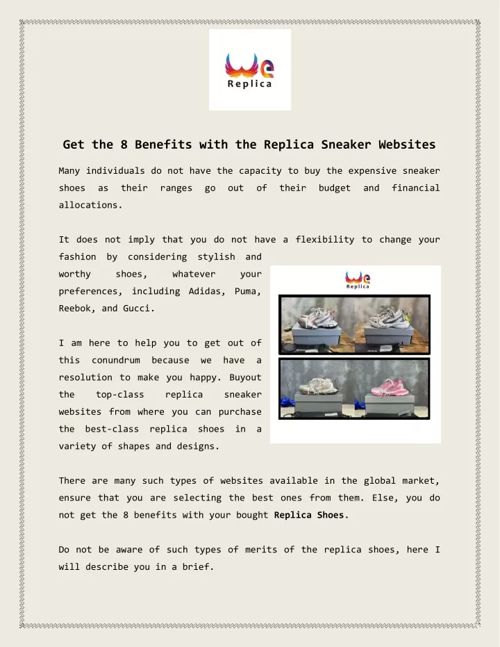 get the 8 benefits with the replica sneaker