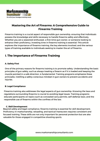 Mastering the Art of Firearms A Comprehensive Guide to Firearms Training