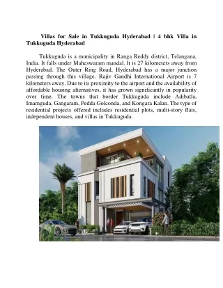 Villas for Sale in Tukkuguda Hyderabad