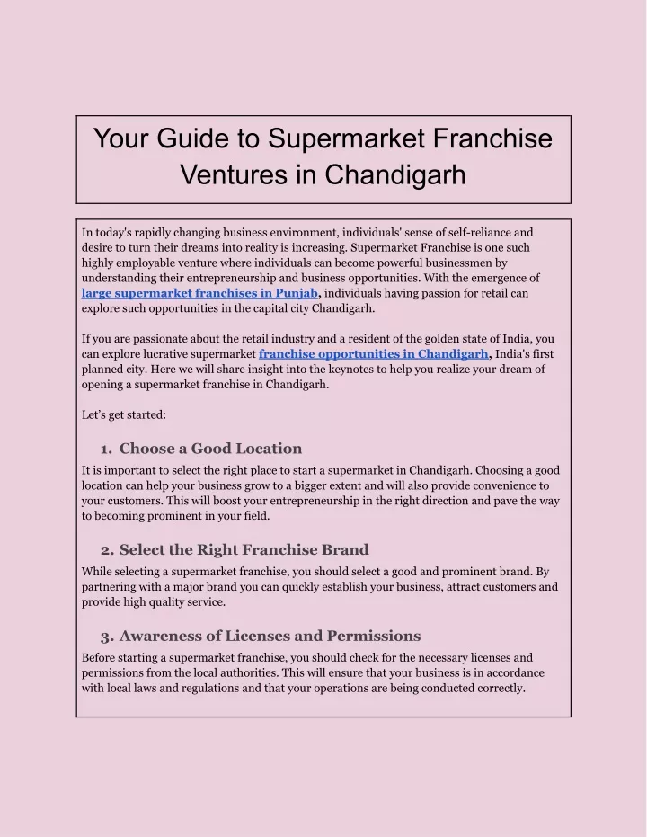 your guide to supermarket franchise ventures