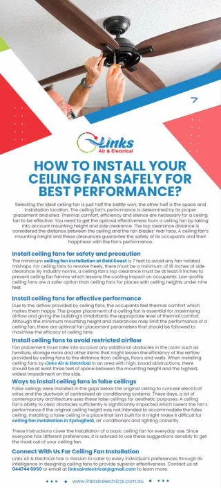 HOW TO INSTALL YOUR CEILING FAN SAFELY FOR BEST PERFORMANCE?