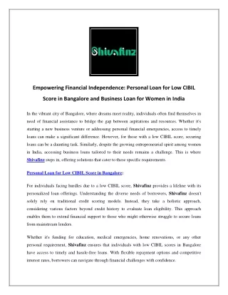personal loan for low cibil score in bangalore