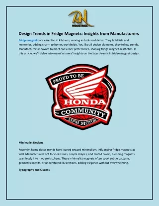 Design Trends in Fridge Magnets and Insights from Manufacturers