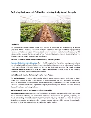exploring the protected cultivation industry