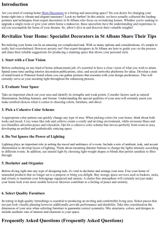 Revitalize Your Home: Expert Decorators in St Albans Share Their Tips