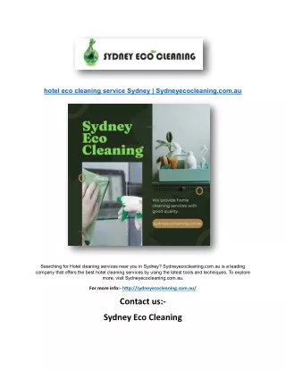hotel eco cleaning service Sydney | Sydneyecocleaning.com.au