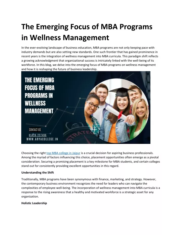 the emerging focus of mba programs in wellness