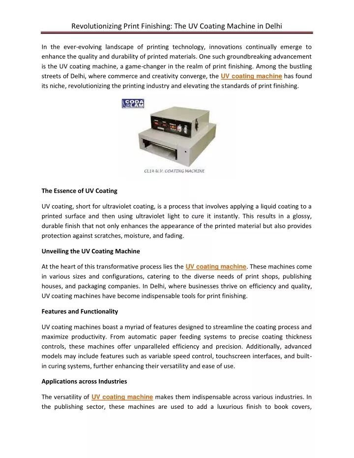 revolutionizing print finishing the uv coating