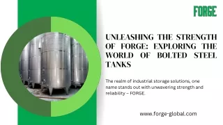 Unleashing the Strength of FORGE Exploring the World of Bolted Steel Tanks