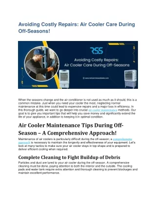 Avoiding Costly Repairs Air Cooler Care During Off-Seasons!