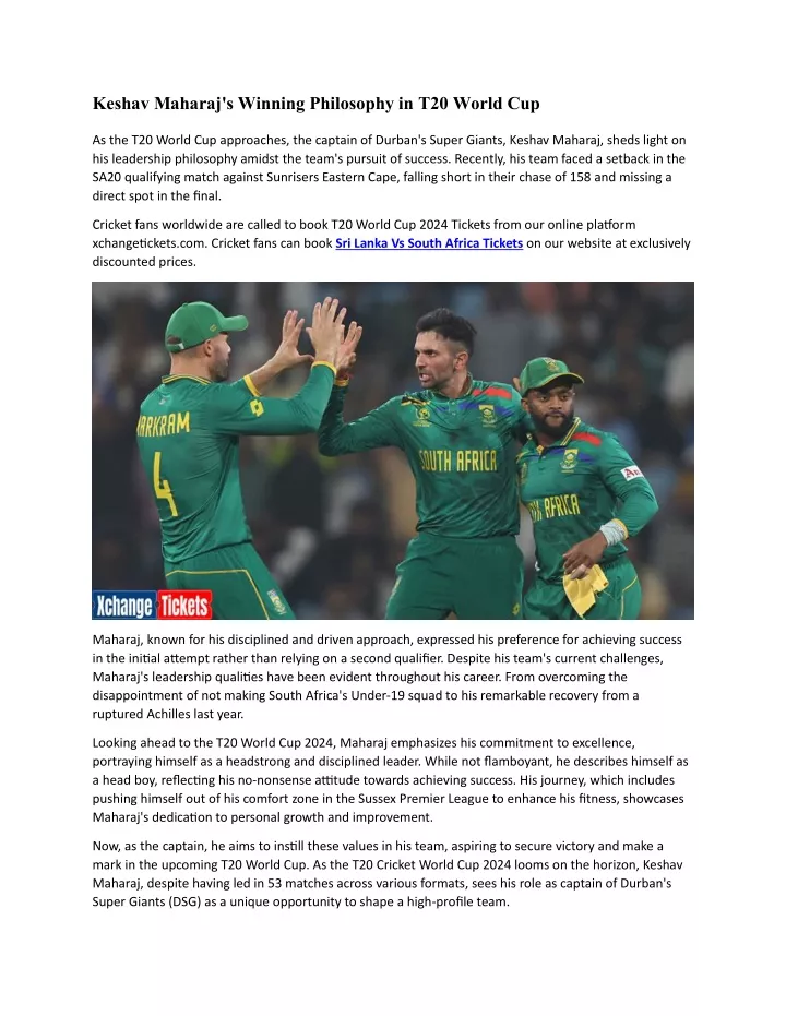 keshav maharaj s winning philosophy in t20 world