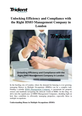 HMO Management Company in London