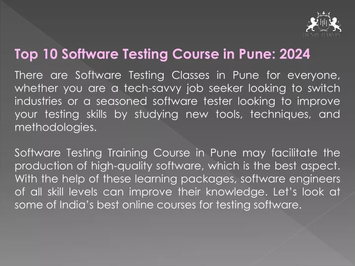 top 10 software testing course in pune 2024