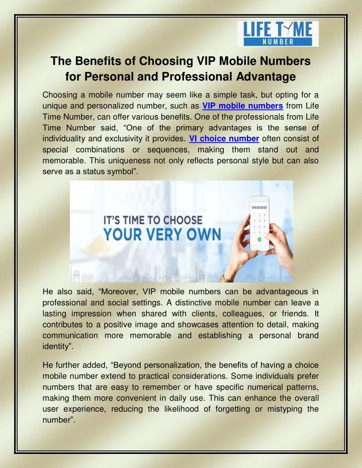 the benefits of choosing vip mobile numbers