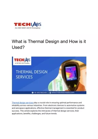 What is Thermal Design and How is it Used?
