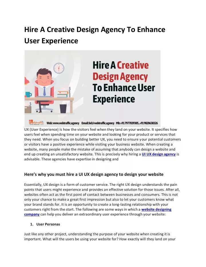 hire a creative design agency to enhance user