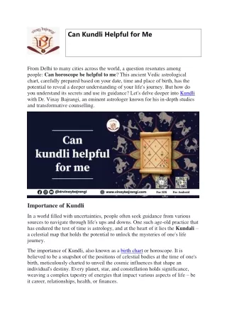 Can Kundli Helpful for Me