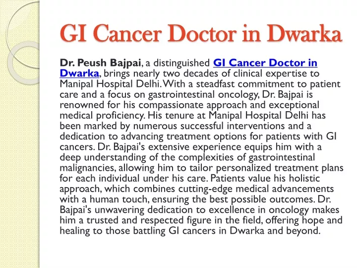 gi cancer doctor in dwarka