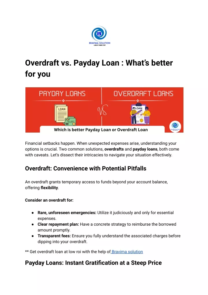 overdraft vs payday loan what s better for you