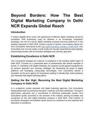 Beyond Borders: How The Best Digital Marketing Company In Delhi NCR Expands Glob