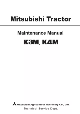 Mitsubishi Diesel Engine Direct Injection K3 K4 Models Service Repair Manual