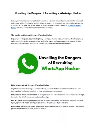 Unveiling the Dangers of Recruiting a WhatsApp Hacker