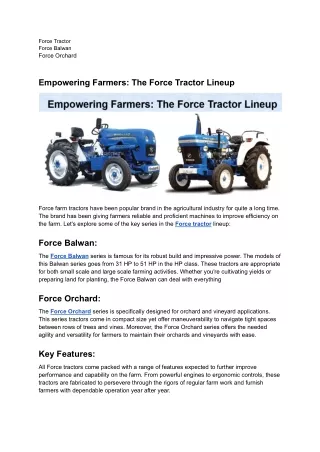 Empowering Farmers_ The Force Tractor Lineup