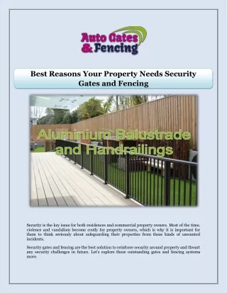 Best Reasons Your Property Needs Security Gates and Fencing