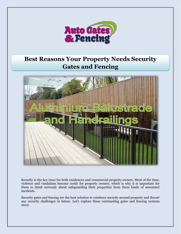 best reasons your property needs security gates