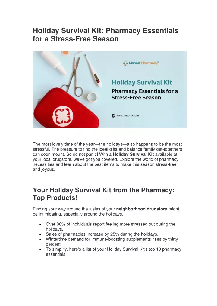 holiday survival kit pharmacy essentials