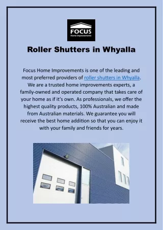 Roller Shutters in Whyalla