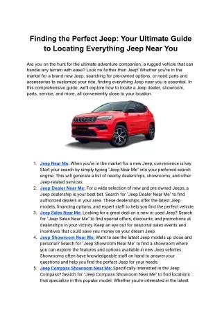 Finding the Perfect Jeep_ Your Ultimate Guide to Locating Everything Jeep Near You